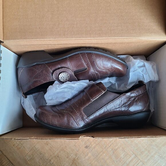 Romika Loafers Womens Size 37 Brown Distressed Leather Shoe Flat Rubber NEW - Picture 10 of 10